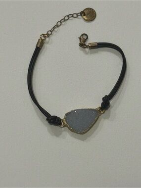 Nina Nguyen Druzy Sterling 22K Gold Vermeil Leather Bracelet